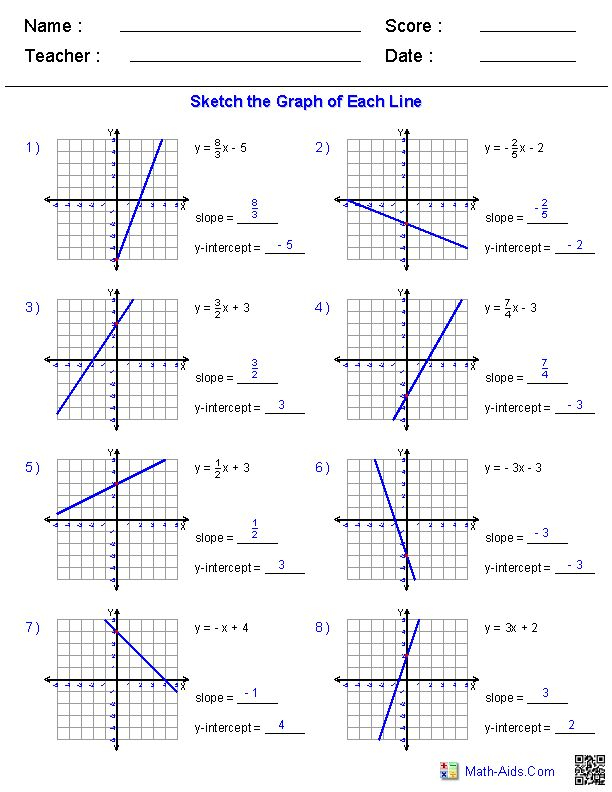 Graphing Slope Intercept Form Worksheets Graphing Linear Equations