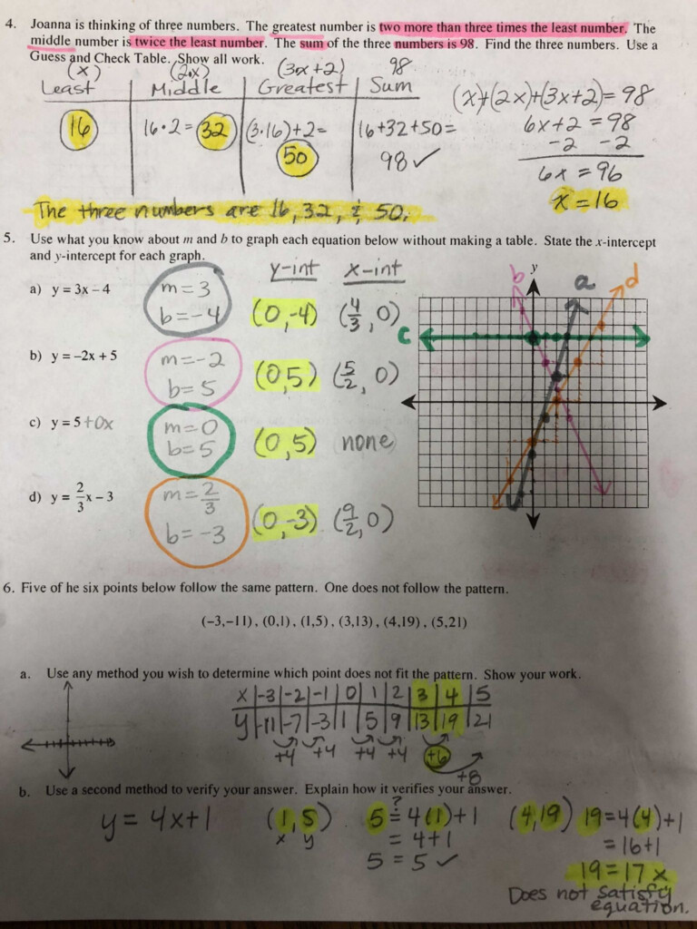 Graphing Using Intercepts Worksheet Answers