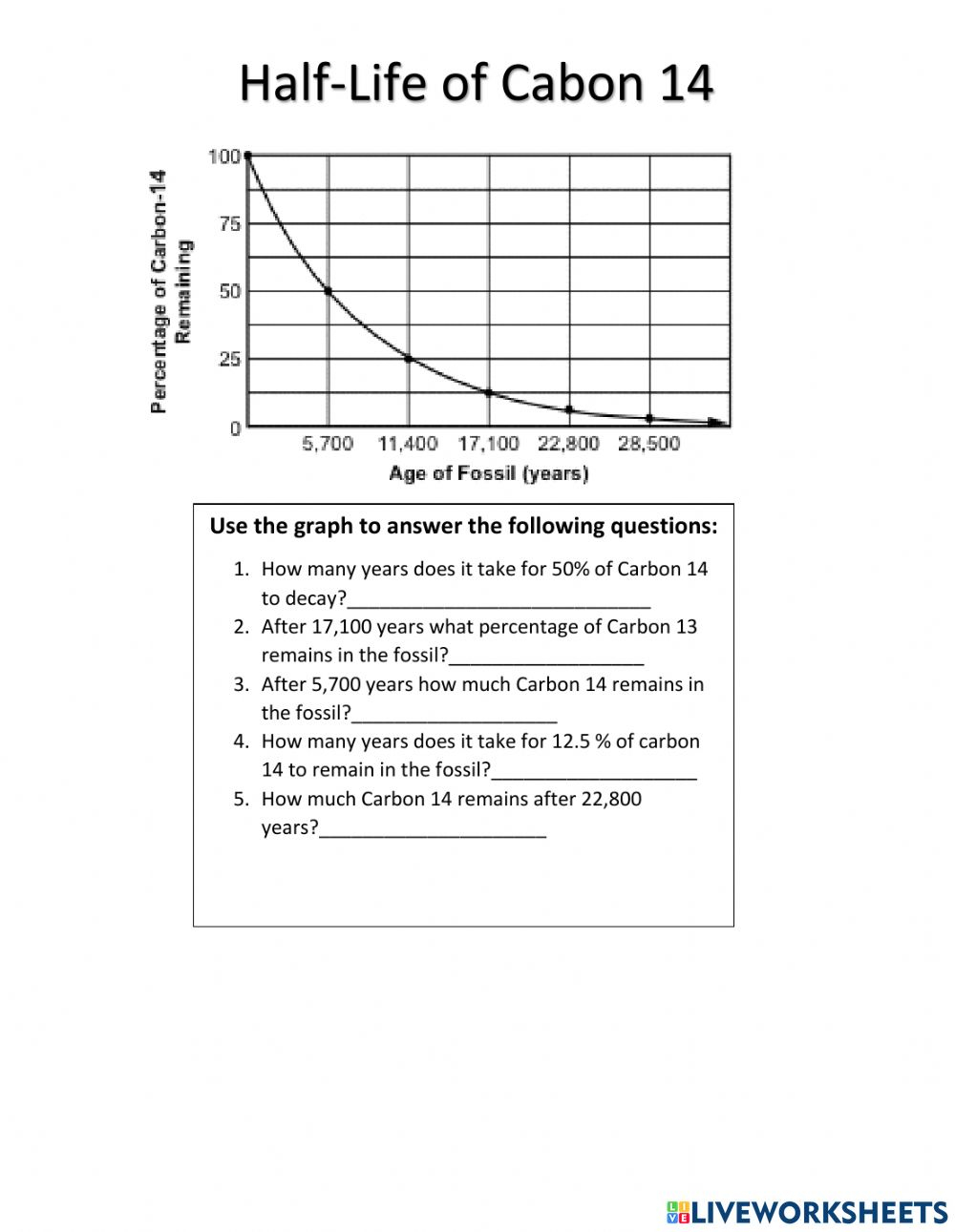 Half Life Graph Worksheet