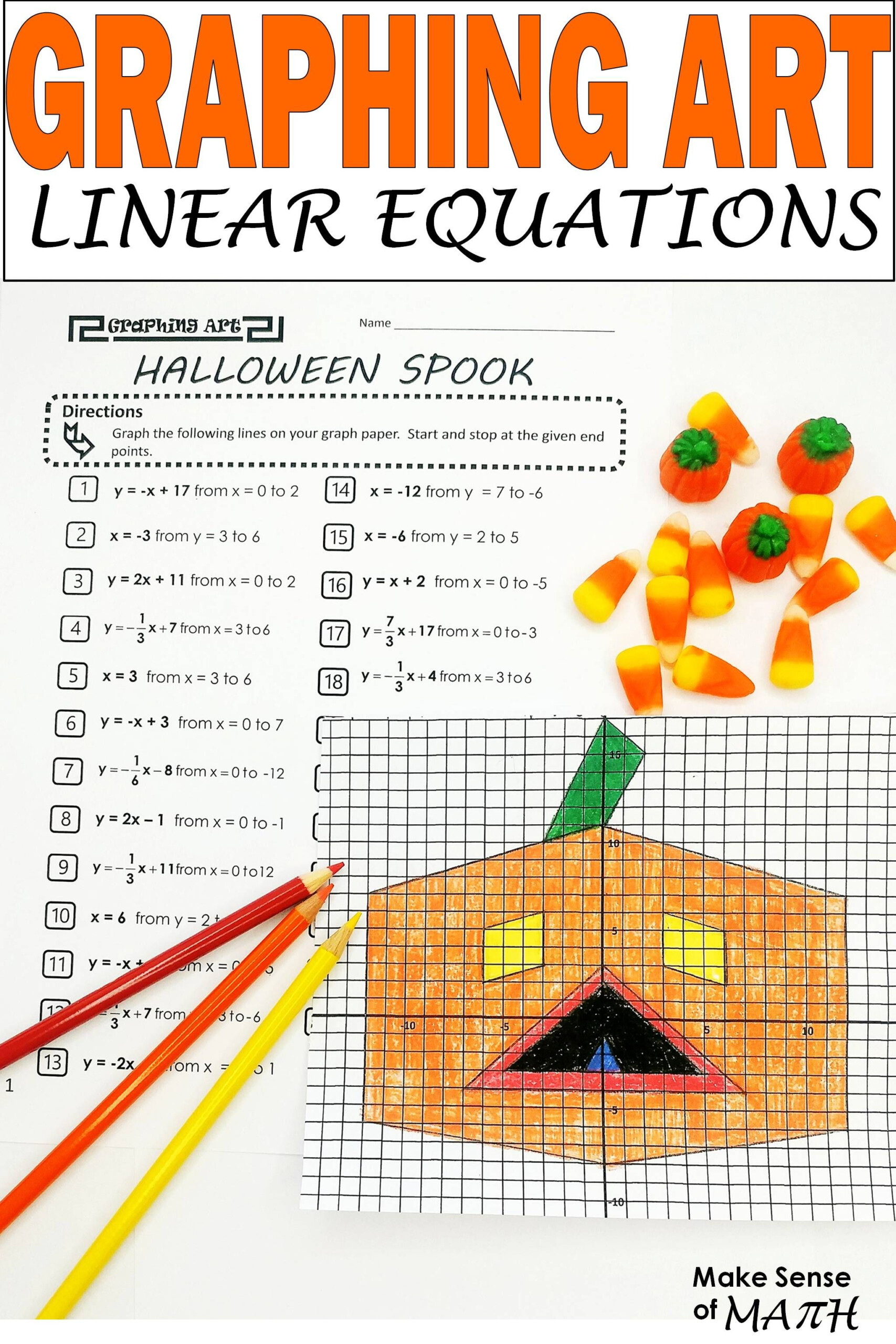 Halloween Math Activity Graphing Linear Equations Activity FREE