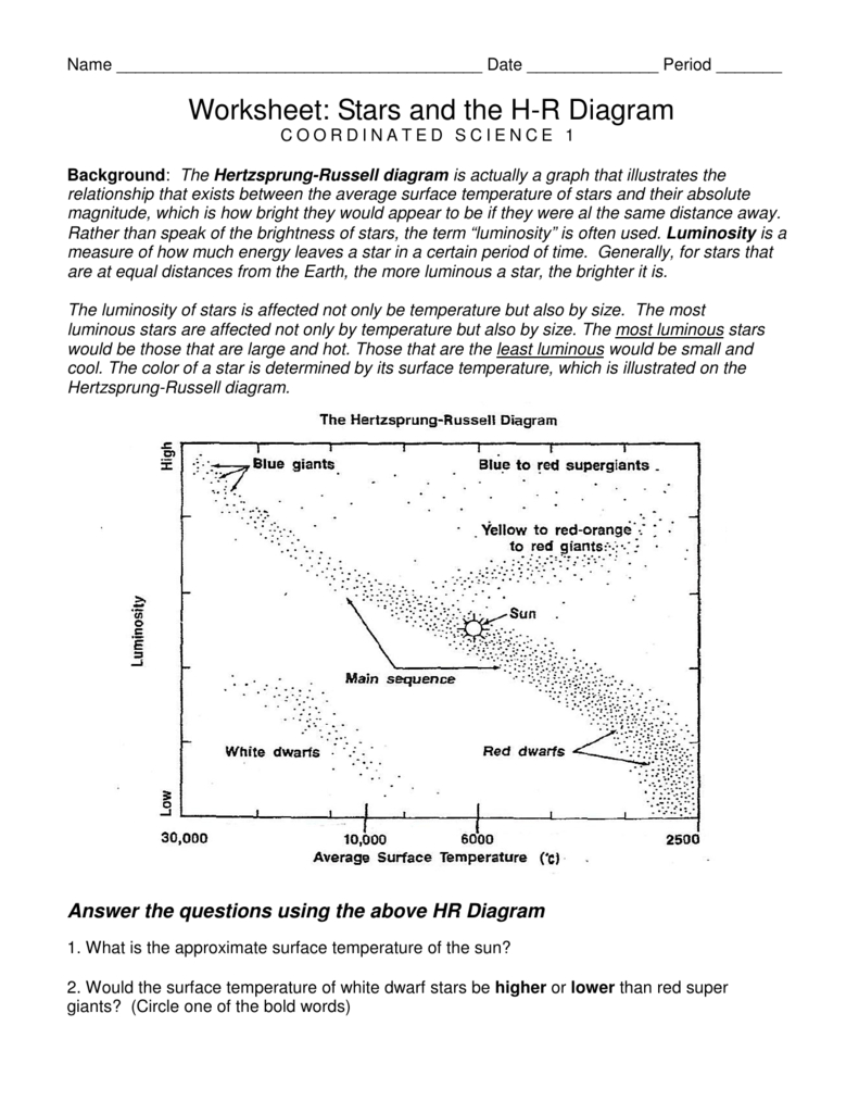 Hr Diagram Worksheet Answer Key Db excel