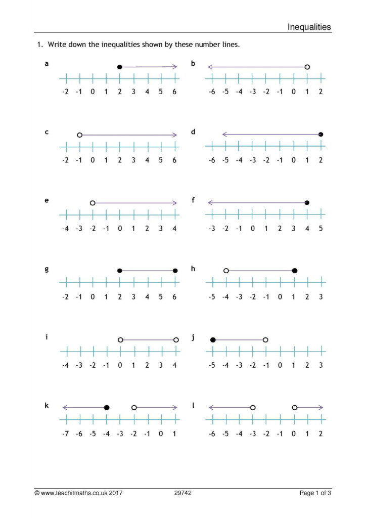 Inequalities Number Line Worksheet Worksheet For Kindergarten