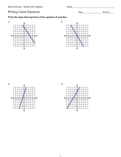 Kuta Software Infinite Pre Algebra Writing Linear Equations Most Freeware