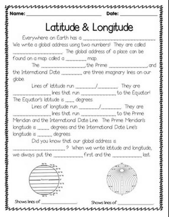 Latitude And Longitude Worksheets Free Printable