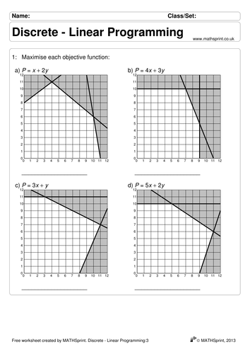 Linear Programming Practice Questions Solutions Linear Programming 