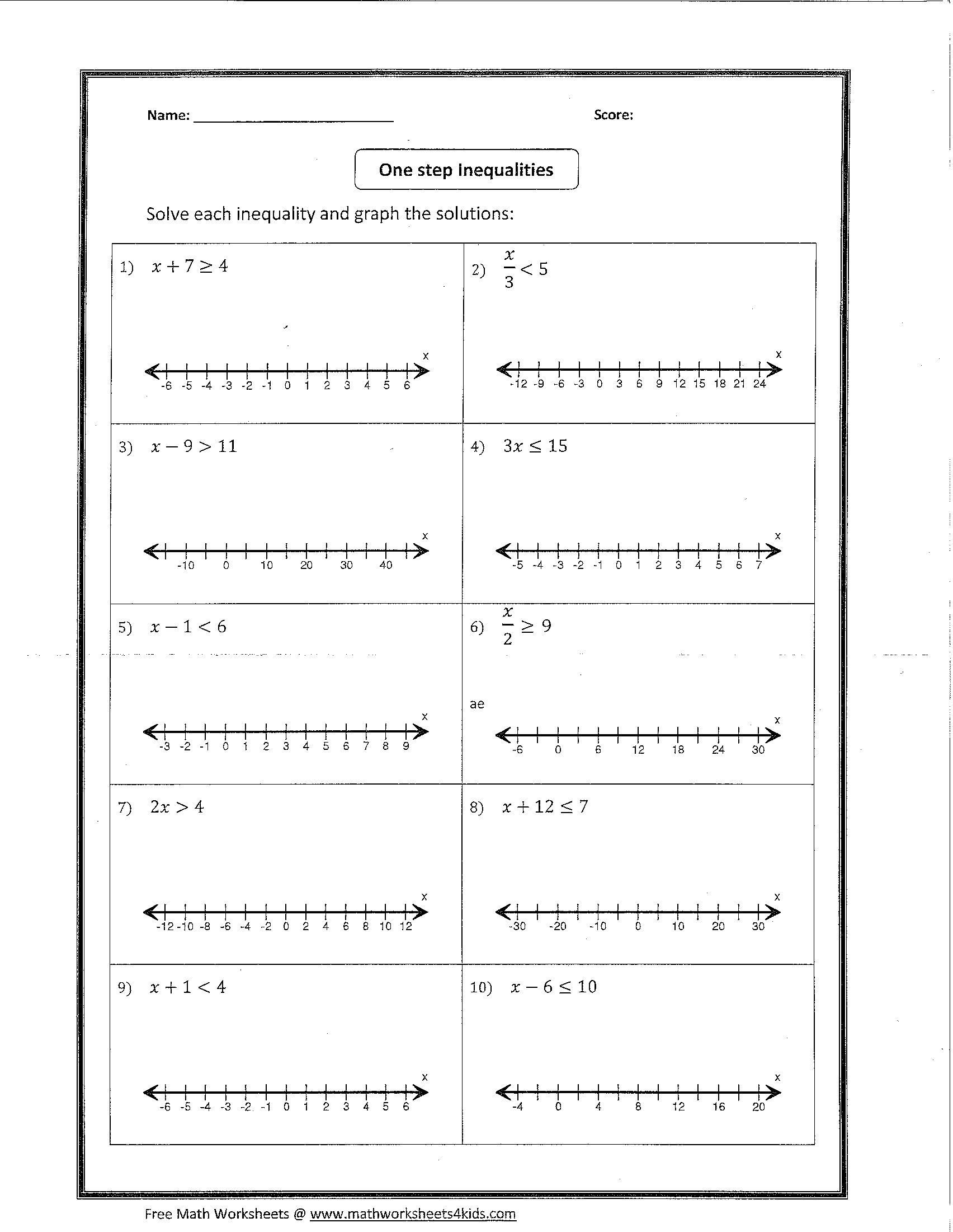 Linear Writing Inequalities Worksheet WritingInequalities Writing 