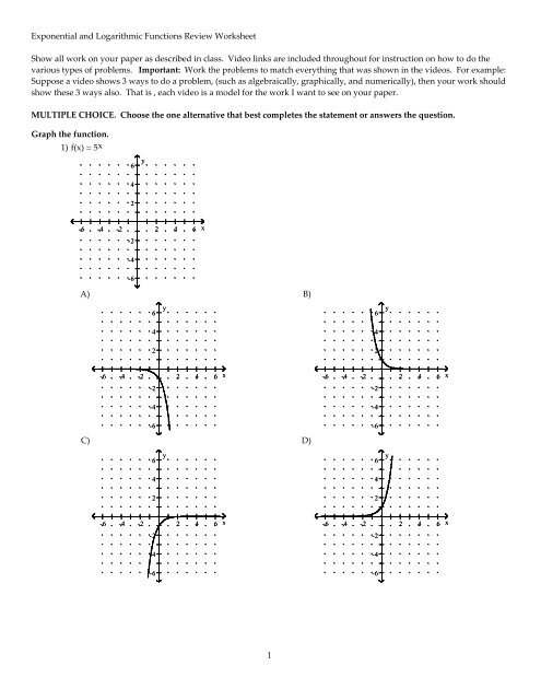 Matching Logarithmic Graphs And Equations Worksheet Answers Tessshebaylo