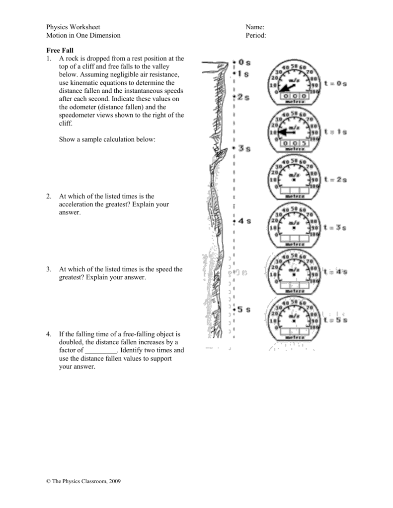 Motion In One Dimension Acceleration Worksheet Answers Ivuyteq