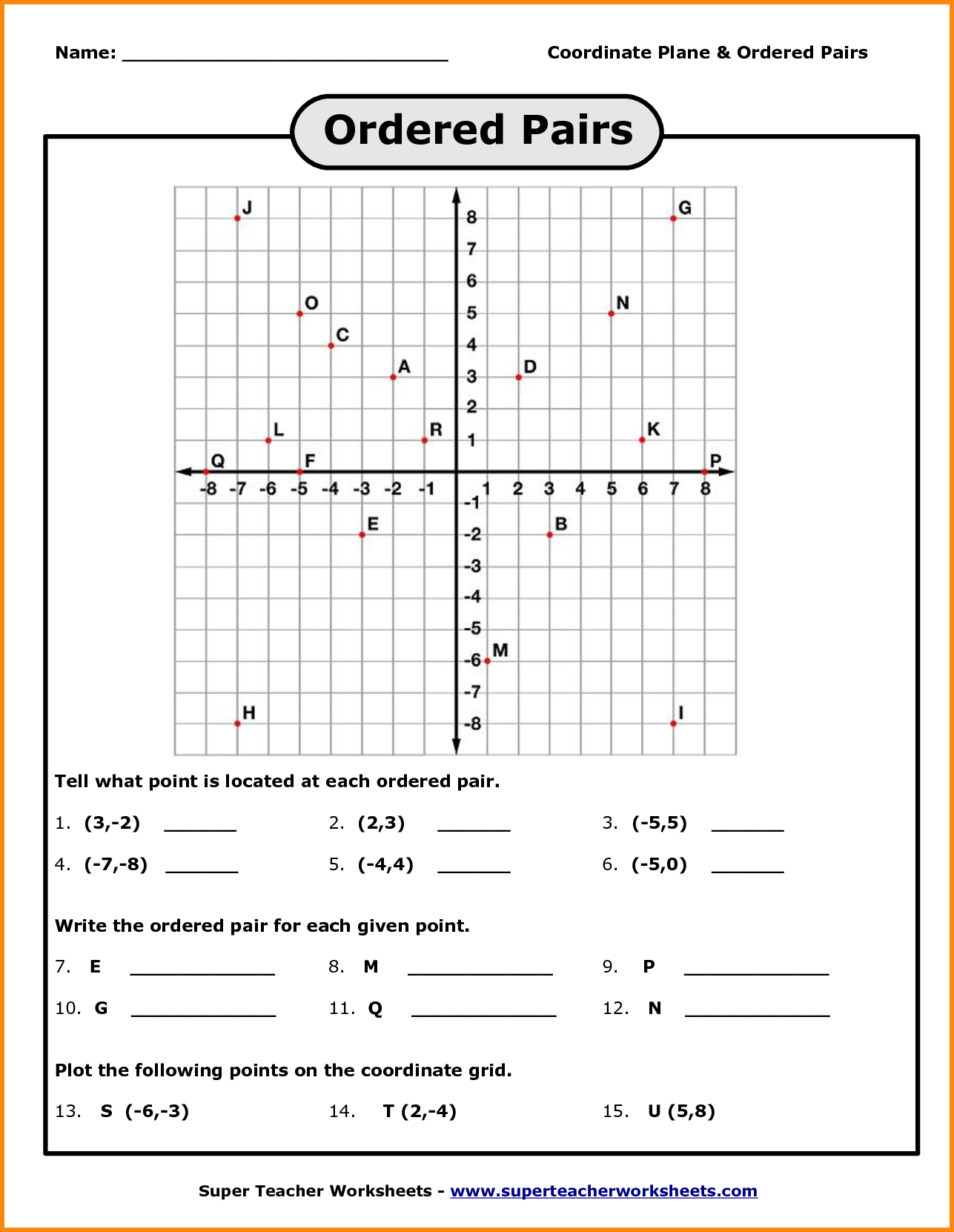 Ordered Pairs Worksheets Thekidsworksheet