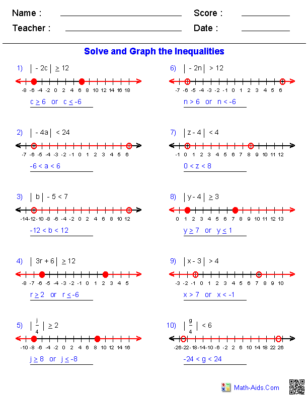 Pdf Solving And Graphing Inequalities Worksheet Answer Key