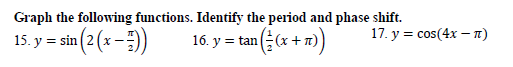 Period Of Sine Cosine Tangent Worksheet With Answers Period In