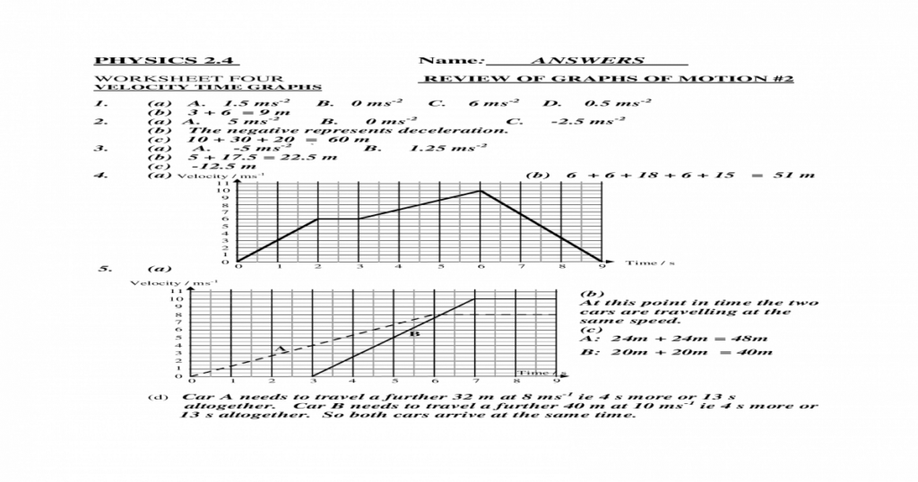 PHYSICS 2 4 Name ANSWERS 2 4 Name Answers Worksheet Four Review Of 