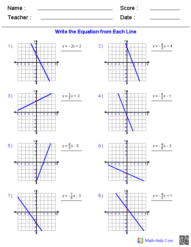 Pre Algebra Worksheets Linear Functions Worksheets