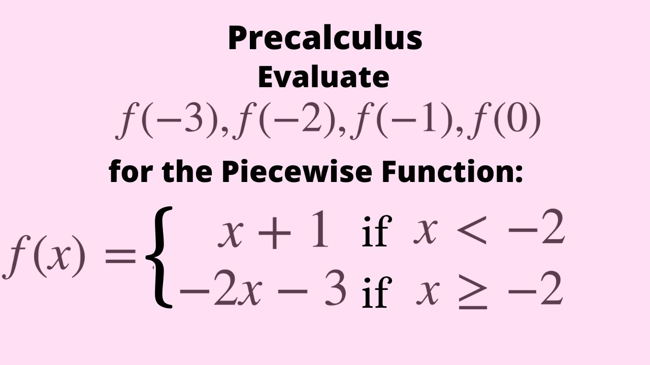 Precalculus Evaluating Piecewise Functions without Graphing YouTube