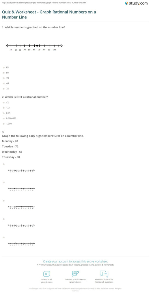 Quiz Worksheet Graph Rational Numbers On A Number Line Study