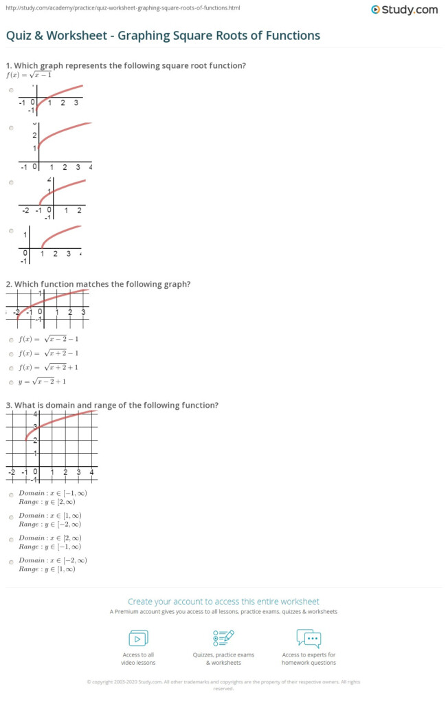 Quiz Worksheet Graphing Square Roots Of Functions Study