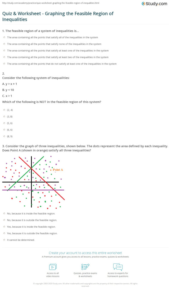 Quiz Worksheet Graphing The Feasible Region Of Inequalities Study