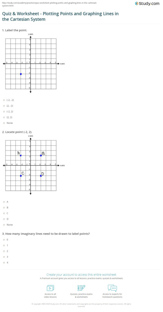 Quiz Worksheet Plotting Points And Graphing Lines In The Cartesian 