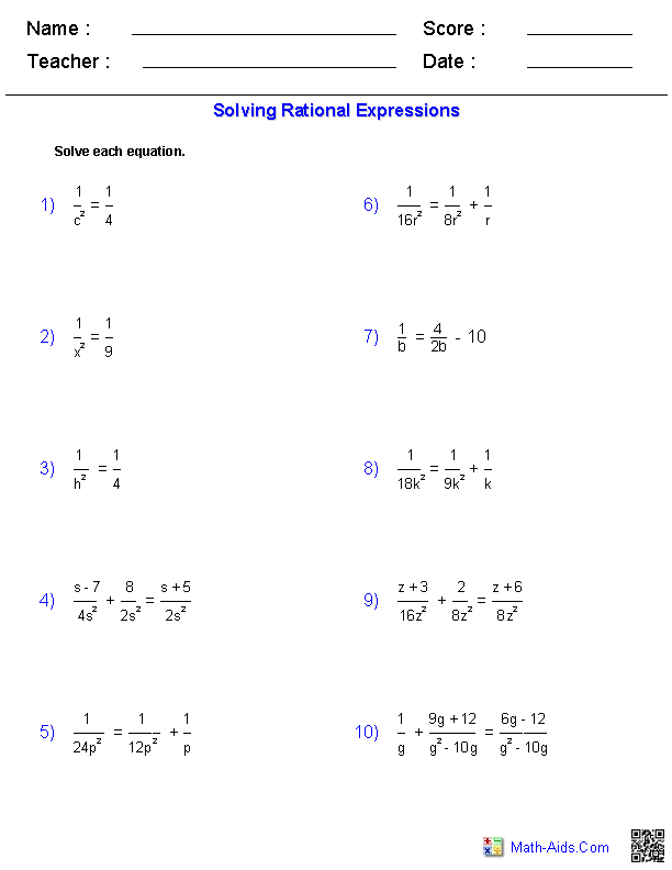 Rational Exponents Worksheet Algebra 1 Pdf Thekidsworksheet