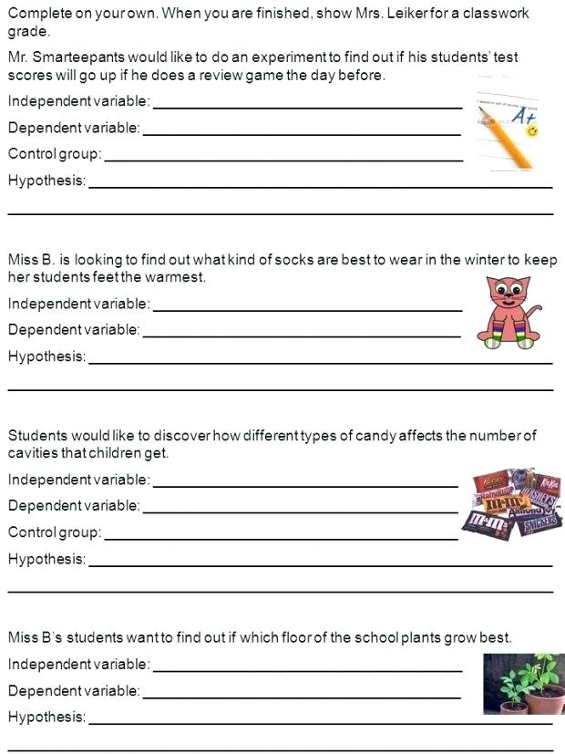 Scientific Variables Worksheet Identifying Independent And Dependent 