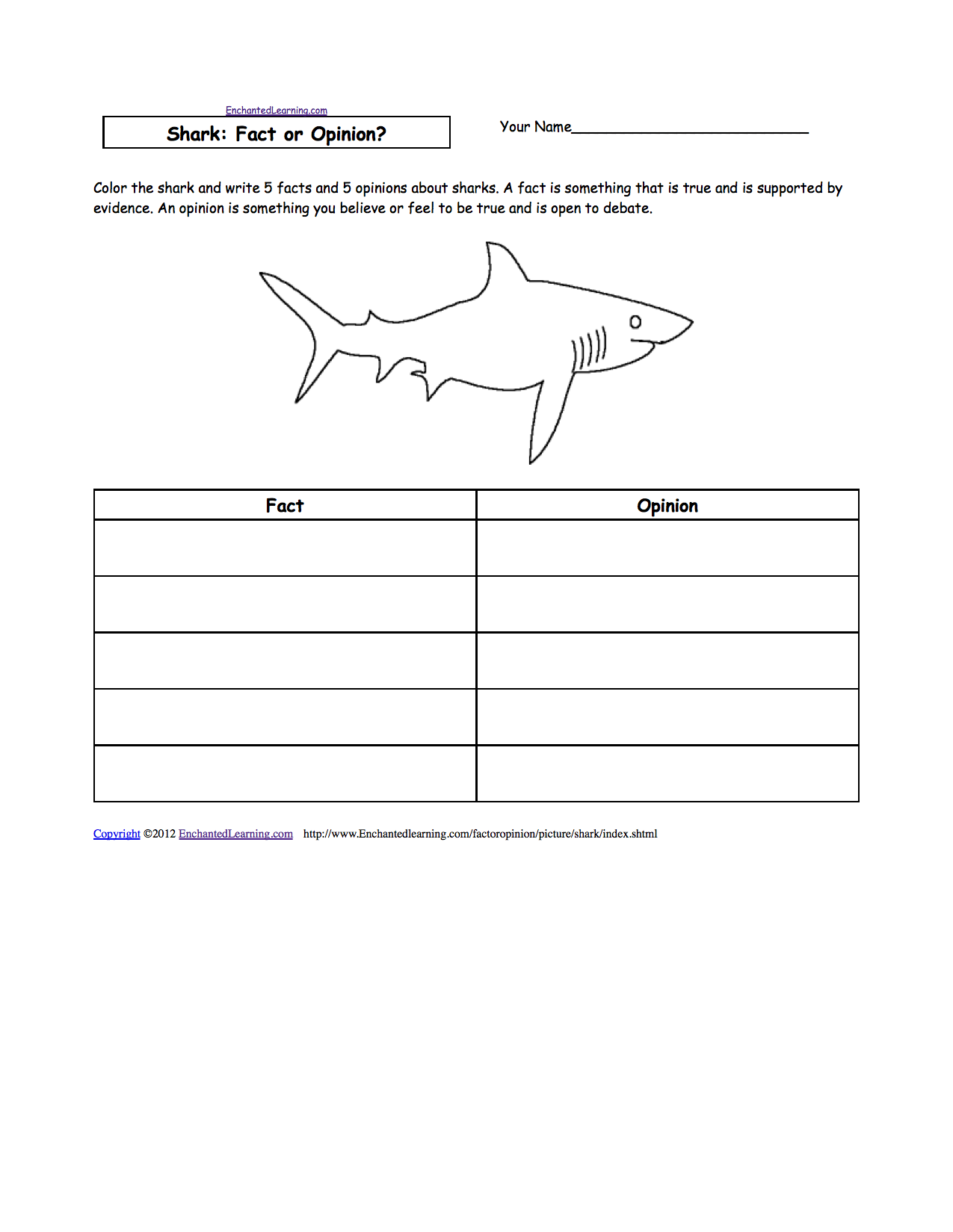 Sharks At EnchantedLearning