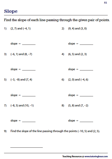 Slope Of A Line Worksheet