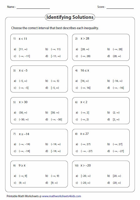 Solving And Graphing Inequalities Worksheet Answer Key Example 