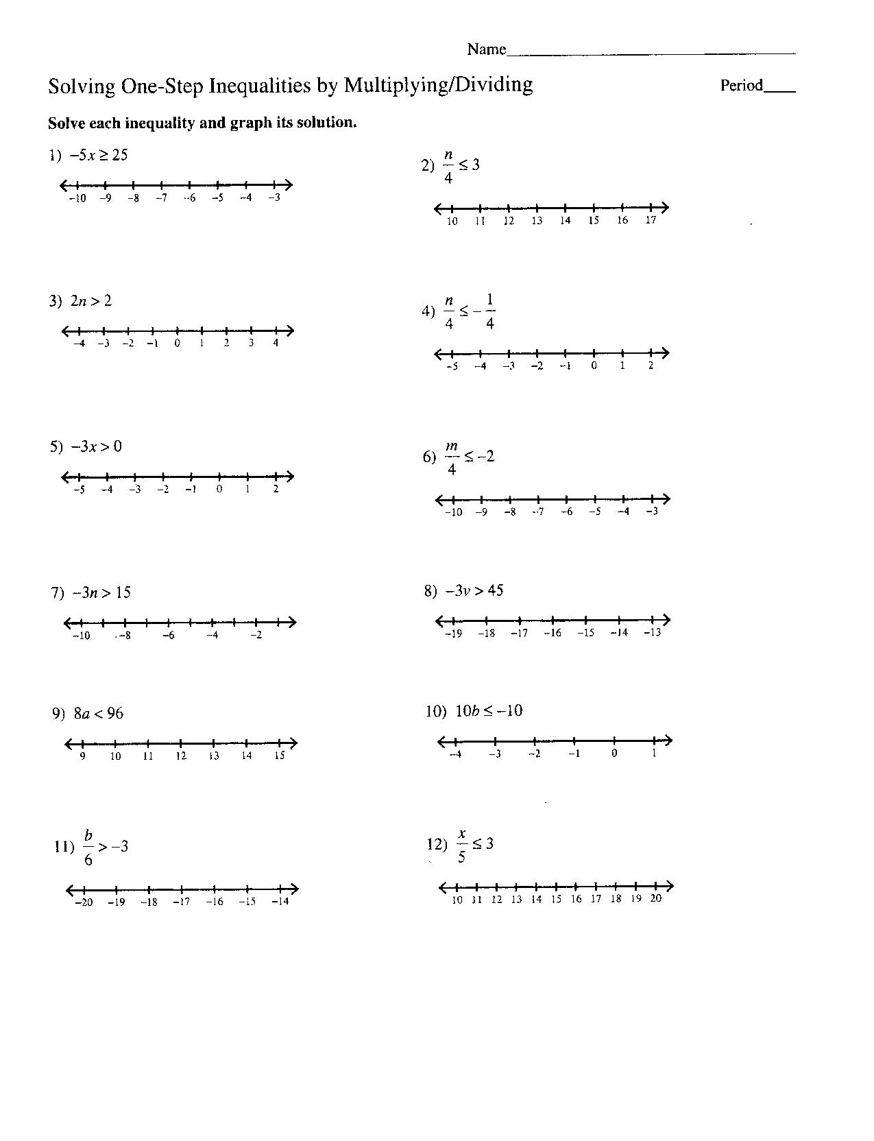 Solving Inequalities With Variables On Both Sides Worksheet Answers