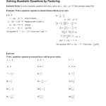 Solving Quadratic Equations By Factoring Algebra 2 Answer Key