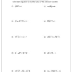 Solving Radical Equations Worksheets Math Monks