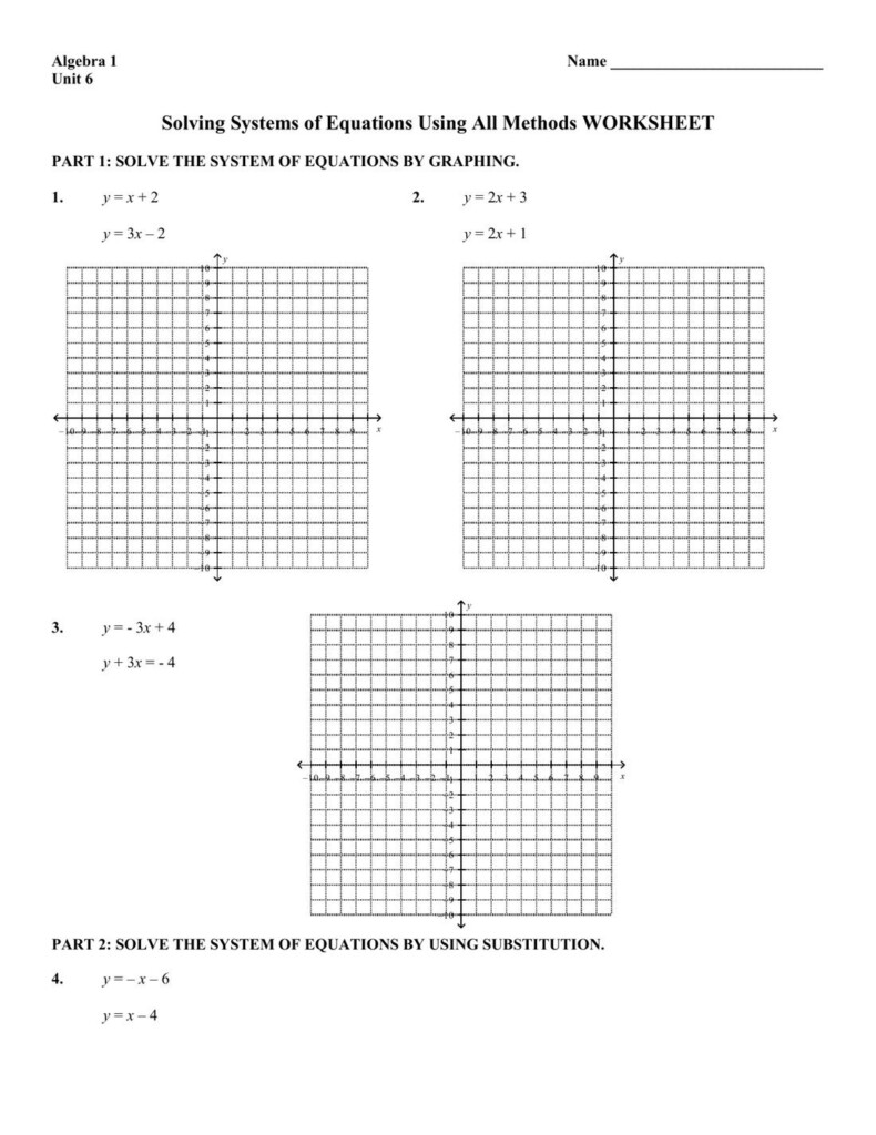 Solving Systems Of Equations By Graphing Worksheet Algebra 2