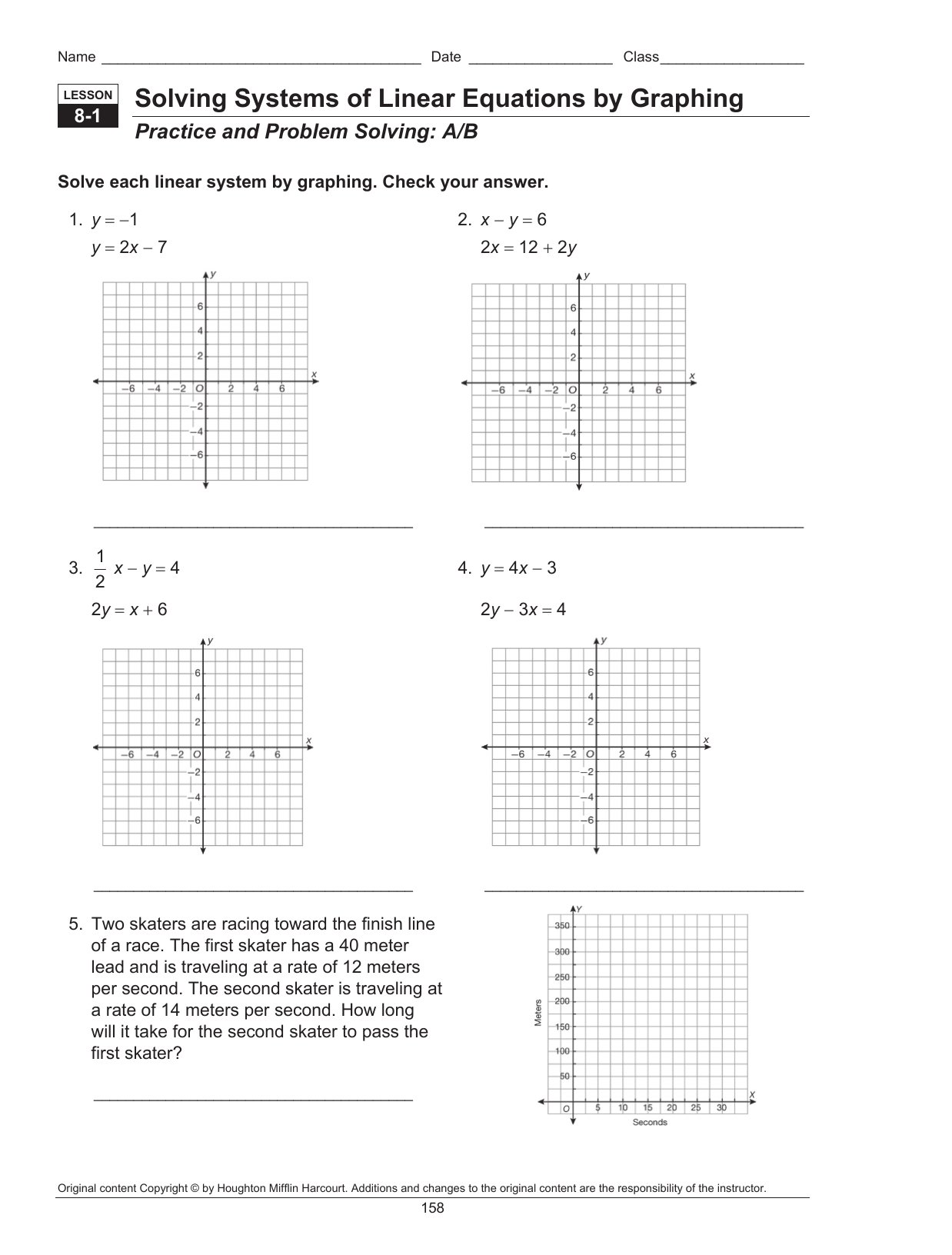 Solving Systems Of Equations By Graphing Worksheet Answer Key Db 