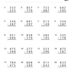 Subtraction Worksheet 3 Digit Subtraction With Regrouping Set D