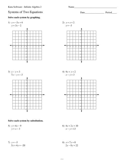 Systems Of Two Equations Kuta Software