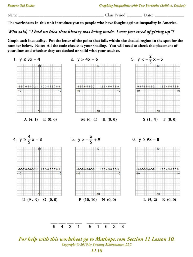 Teach Child How To Read Systems Of Linear Inequalities Printable Worksheet