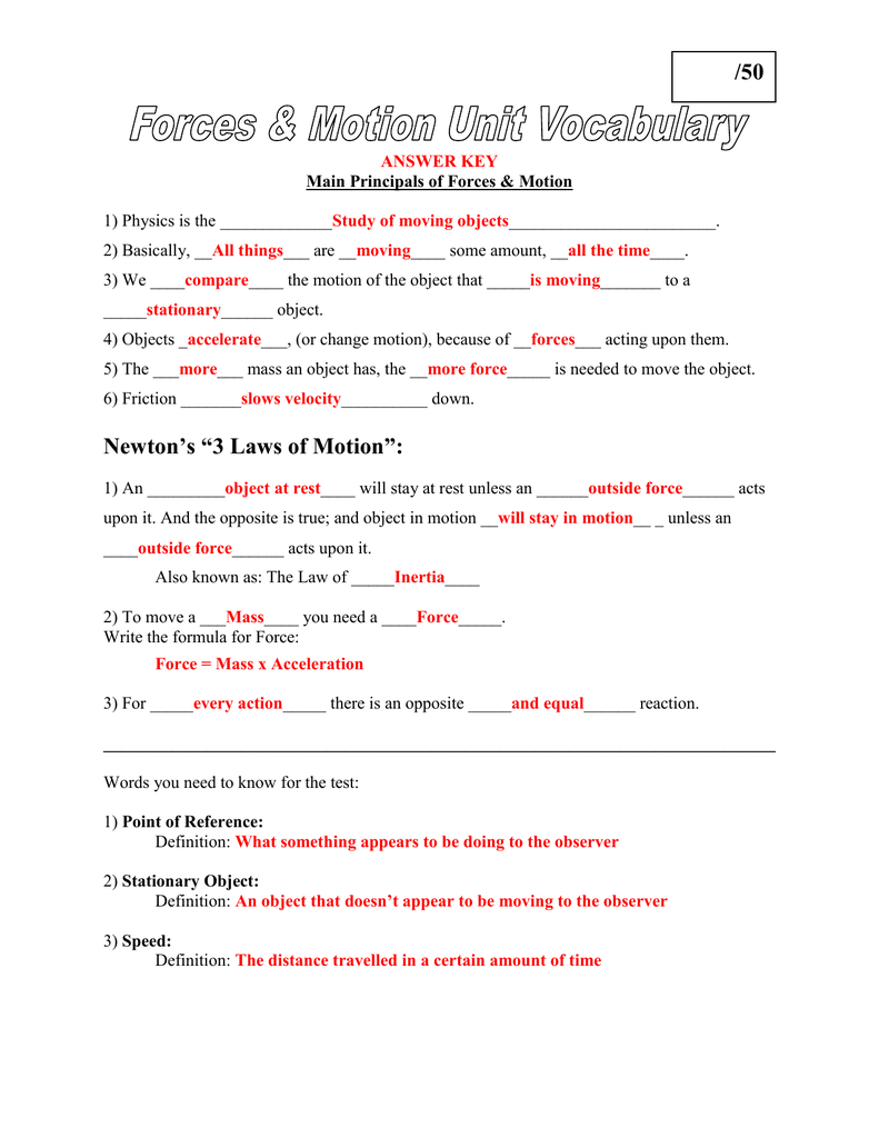 Velocity And Acceleration Calculation Worksheet Answer Key 