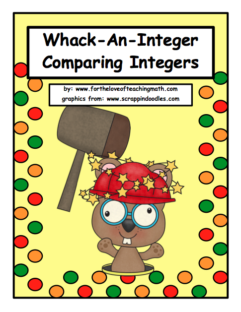 Whack An Integer Comparing Integers Order Of Operations Integers 