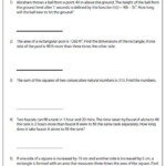 Word Problems Involving Quadratic Equations Word Problem Worksheets