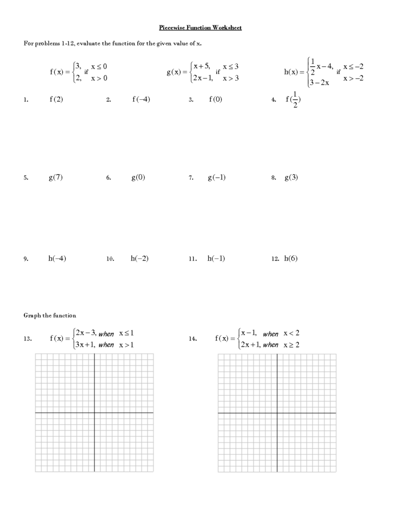 10 Piecewise Functions Worksheet Worksheeto