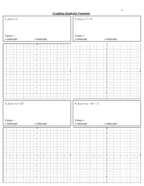 3 Graphing Quadratic Functions Worksheet