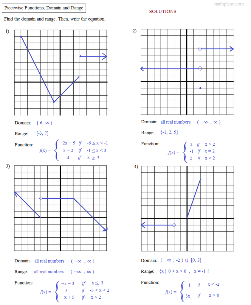 43 Functions Worksheet Domain Range And Function Notation Answers 