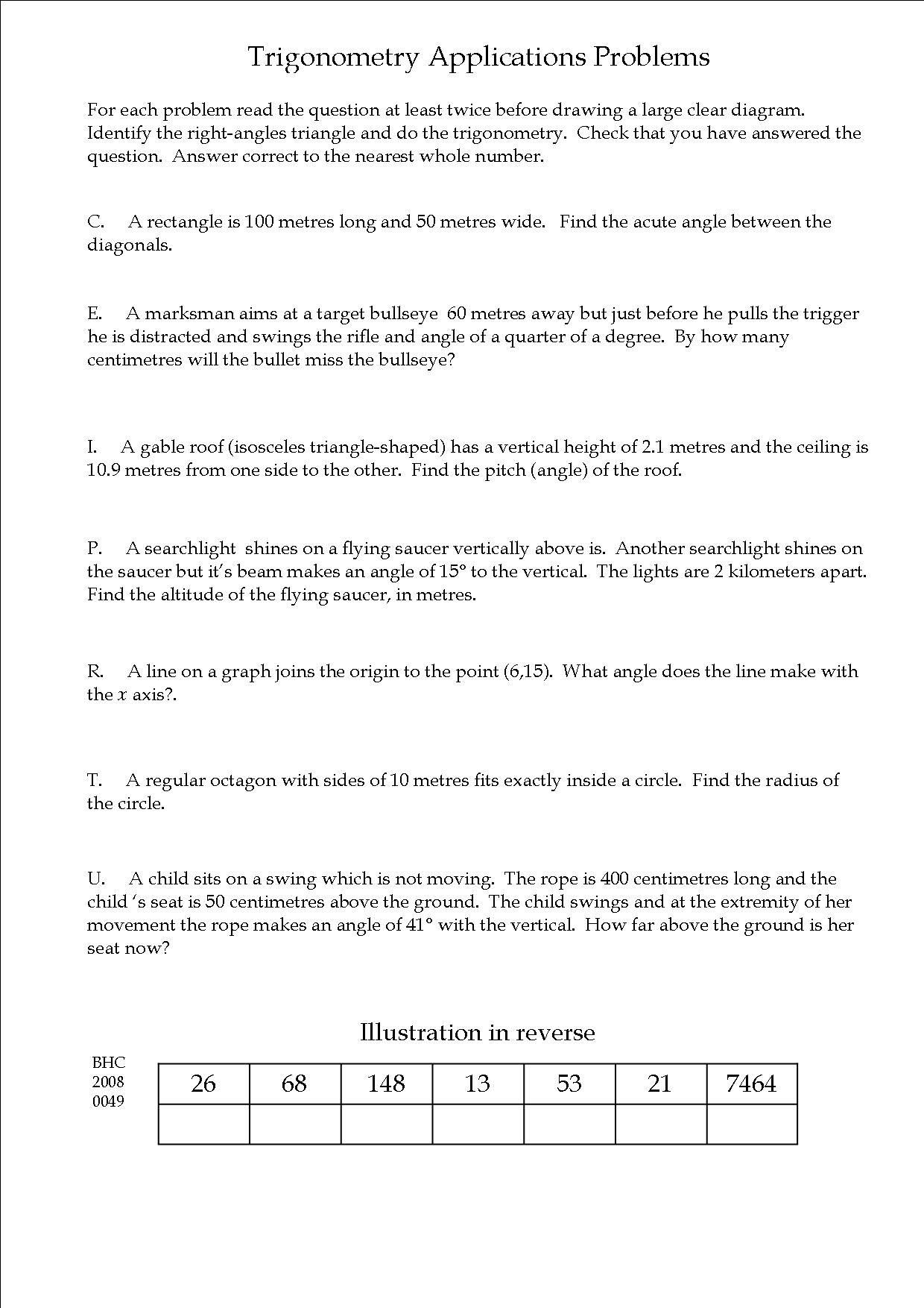 A Collection Of Nice Trigonometry Word Problems For Beginners