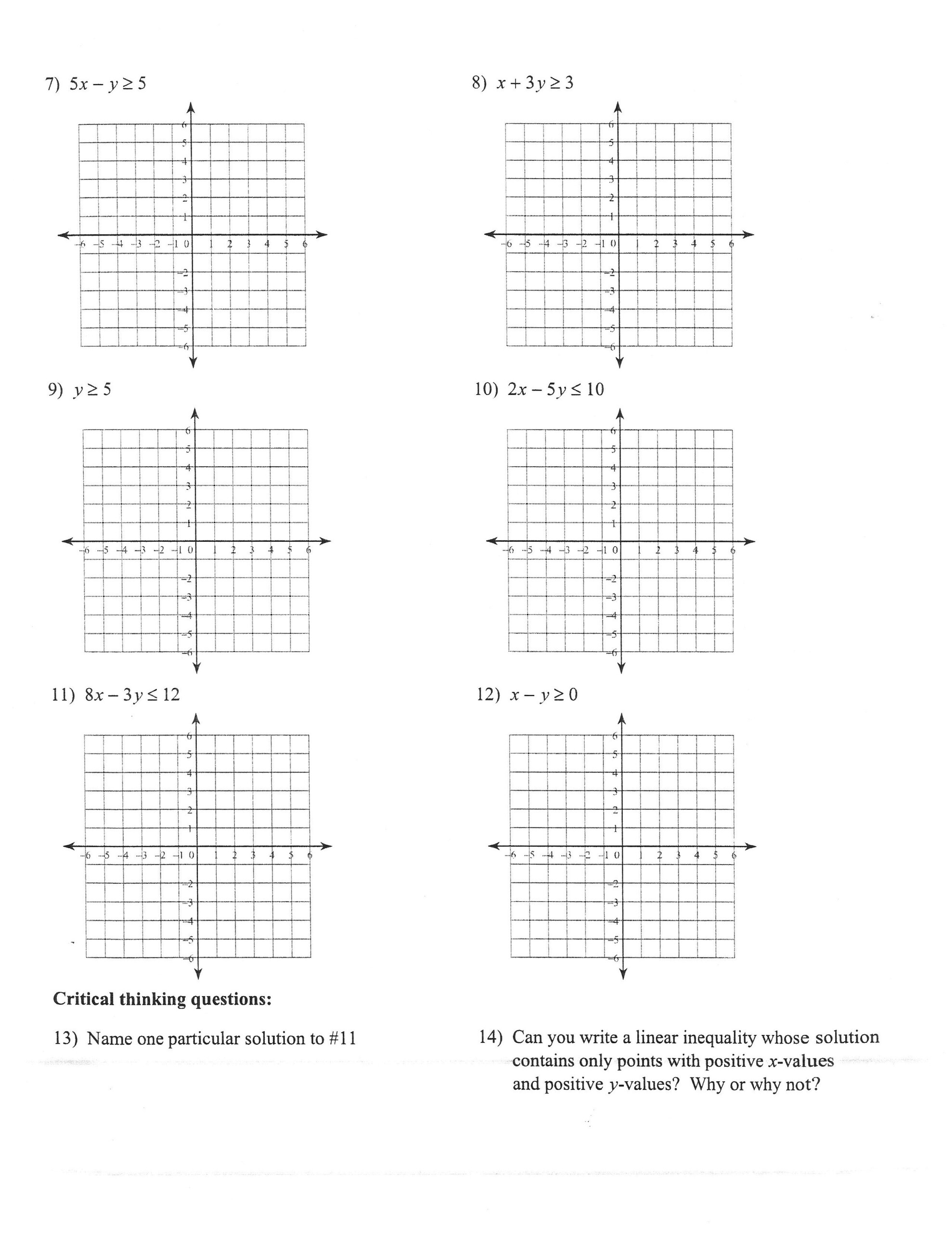 Algebra 2 Graphing Linear Inequalities Practice Answer Key Sketch The 