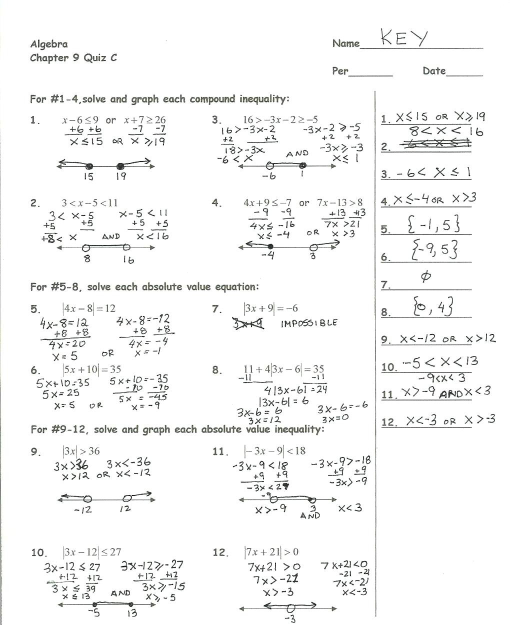 Algebra 2 Solving Quadratic Equations By Factoring Worksheet Answers 