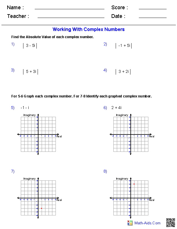 Algebra 2 Worksheets Dynamically Created Algebra 2 Worksheets