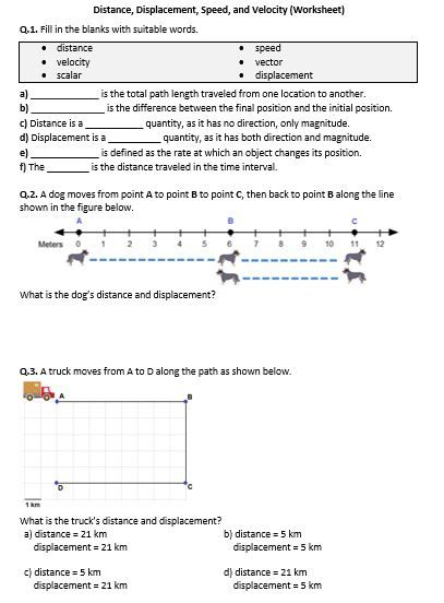 Distance And Displacement Worksheet Pdf With Answers Worksheet