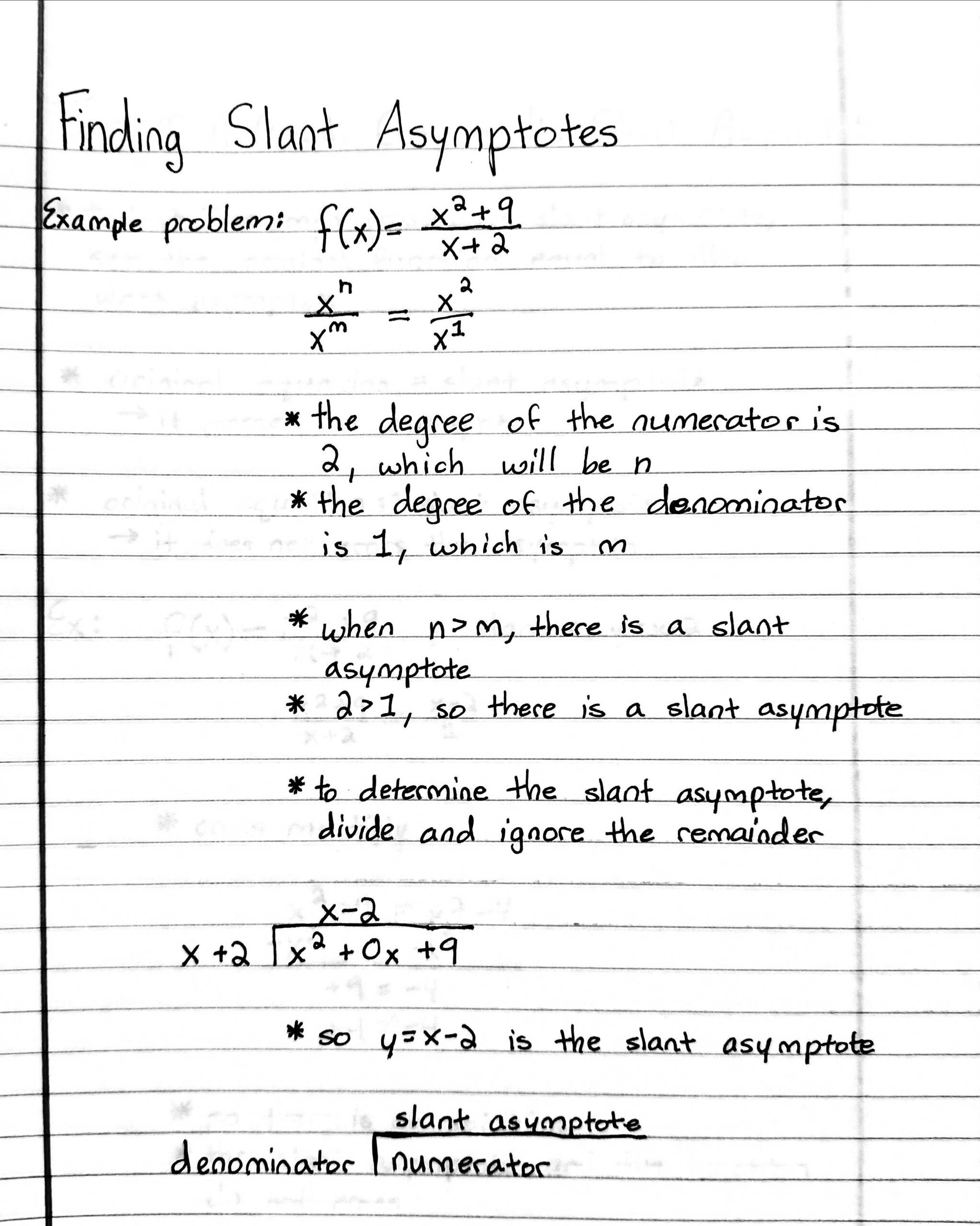 Finding Slant Asymptotes Teaching Writing Algebra Worksheets 