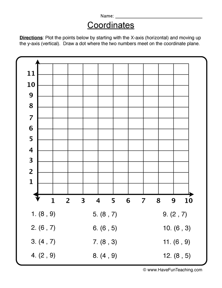 Free Coordinate Graphing Worksheets Printables