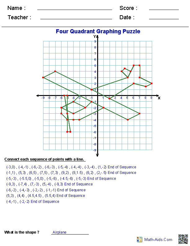 Geometry Worksheets Coordinate Worksheets With Answer Keys