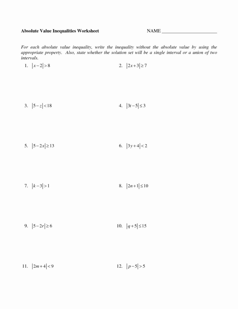 Graphing Absolute Value Equations Worksheet Worksheet